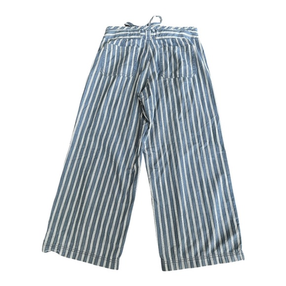 American Eagle Chambray Striped Wide Leg High Rise Ankle Pants Blue Wh… - Picture 4 of 15